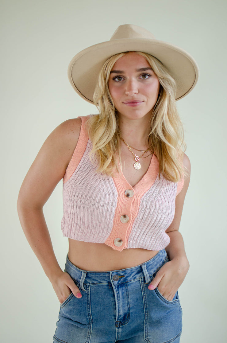 Penny Cropped Vest Pink