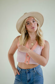 Penny Cropped Vest Pink