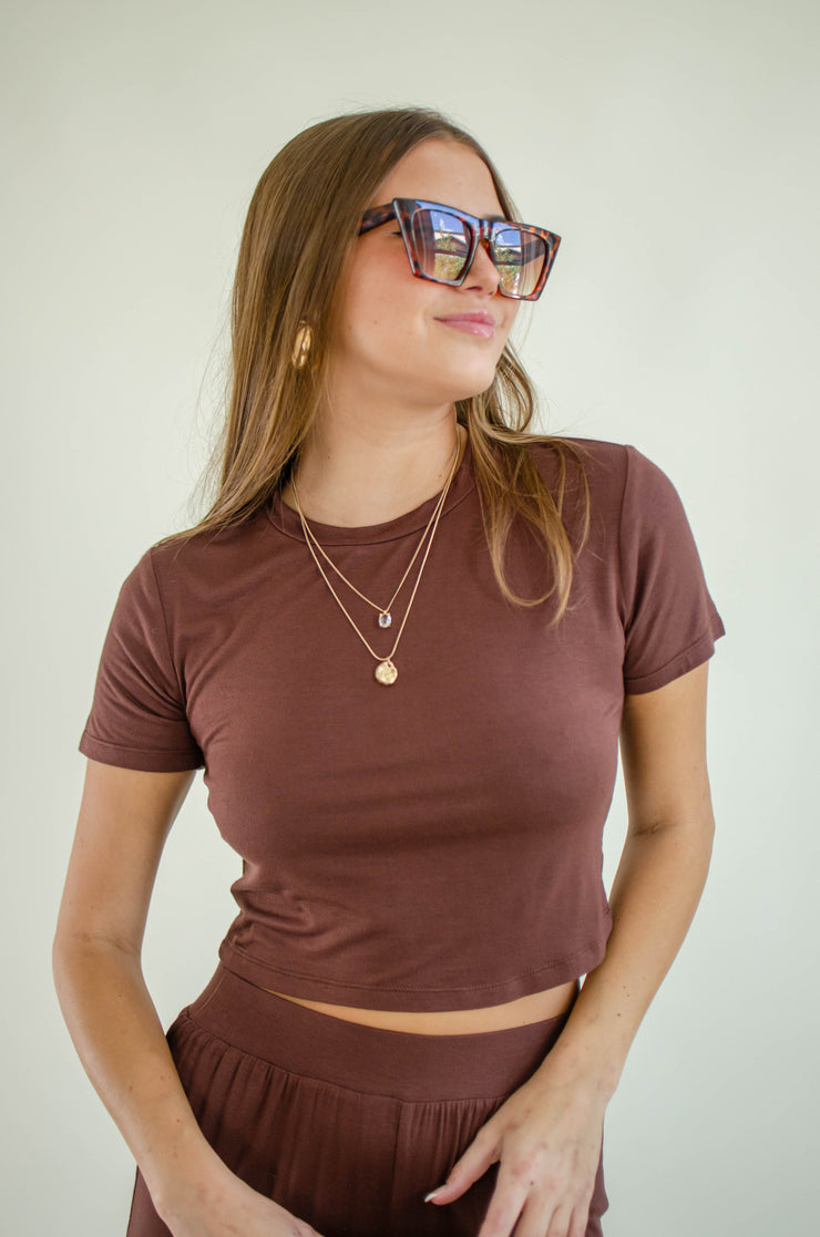 Mina Crop Top Brown