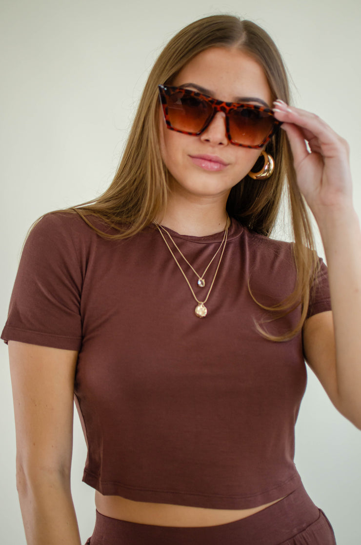 Mina Crop Top Brown