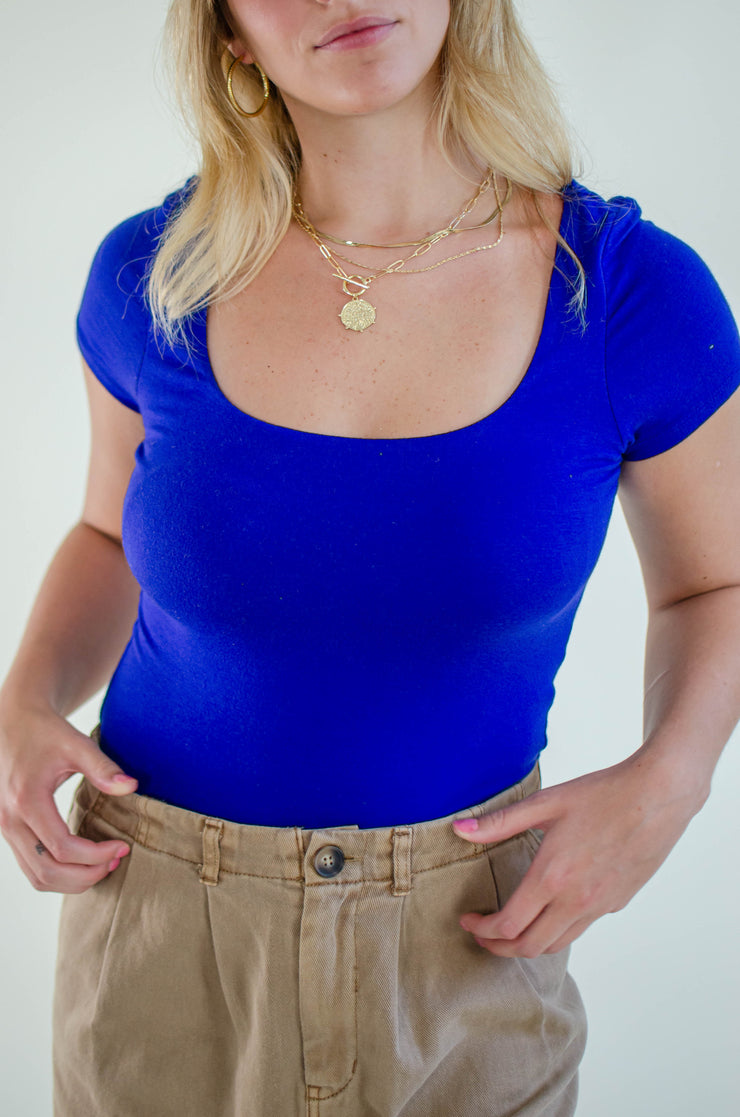 Allie Short Sleeve Bodysuit Blue