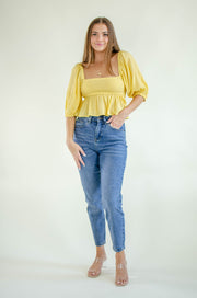 Johanna Peplum Top Yellow