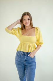 Johanna Peplum Top Yellow