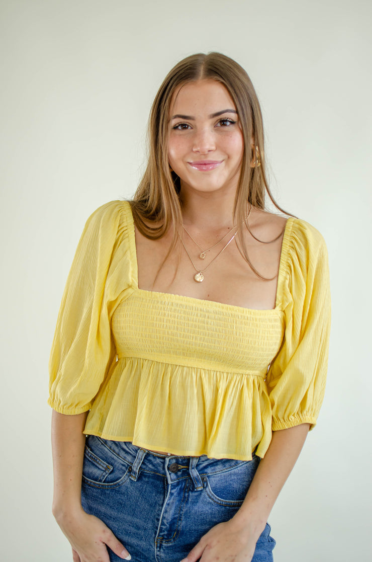 Johanna Peplum Top Yellow