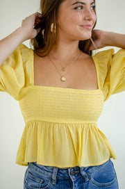 Johanna Peplum Top Yellow