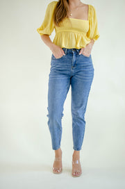 Sirena High Rise Mom Jeans Md Wash