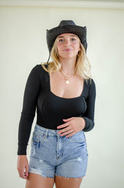 Dani Square Neck Bodysuit Black