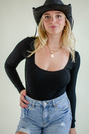 Dani Square Neck Bodysuit Black