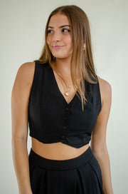 Christy Cropped Vest Black