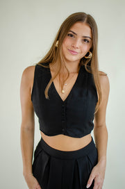 Christy Cropped Vest Black