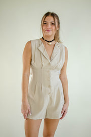 Selena Pleated Romper Stone
