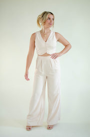 Christy High Waisted Pants Cream