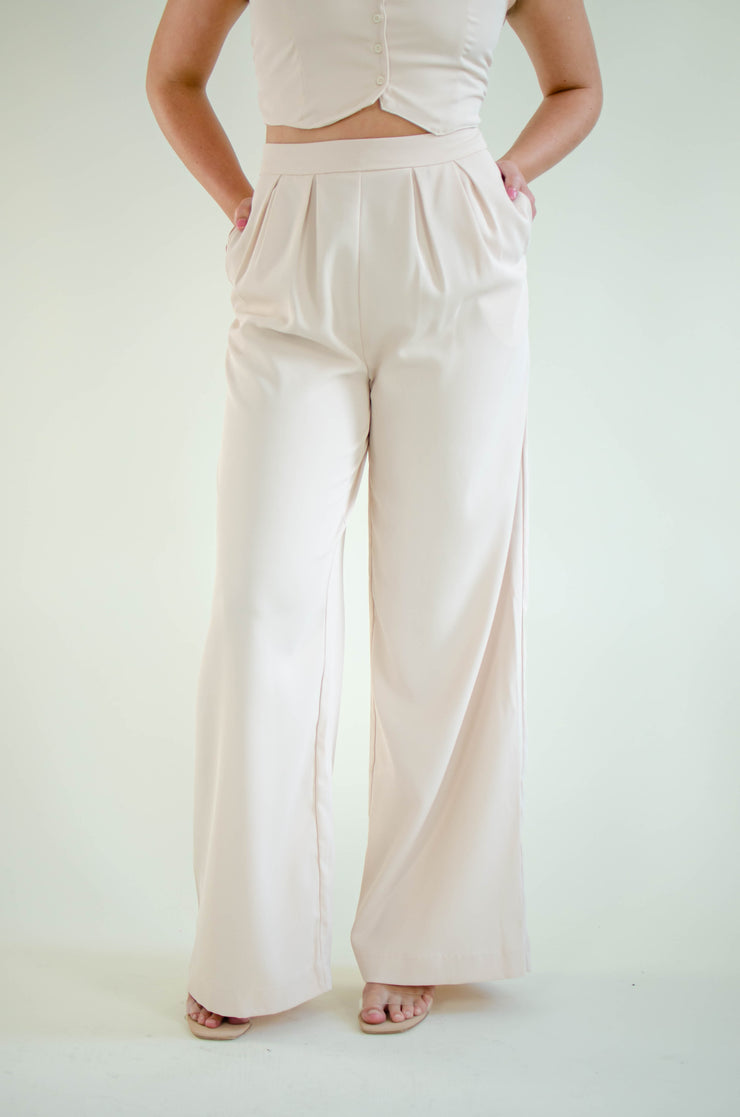 Christy High Waisted Pants Cream