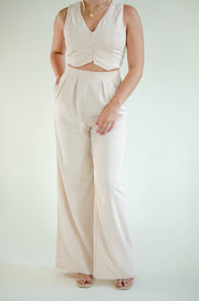 Christy High Waisted Pants Cream