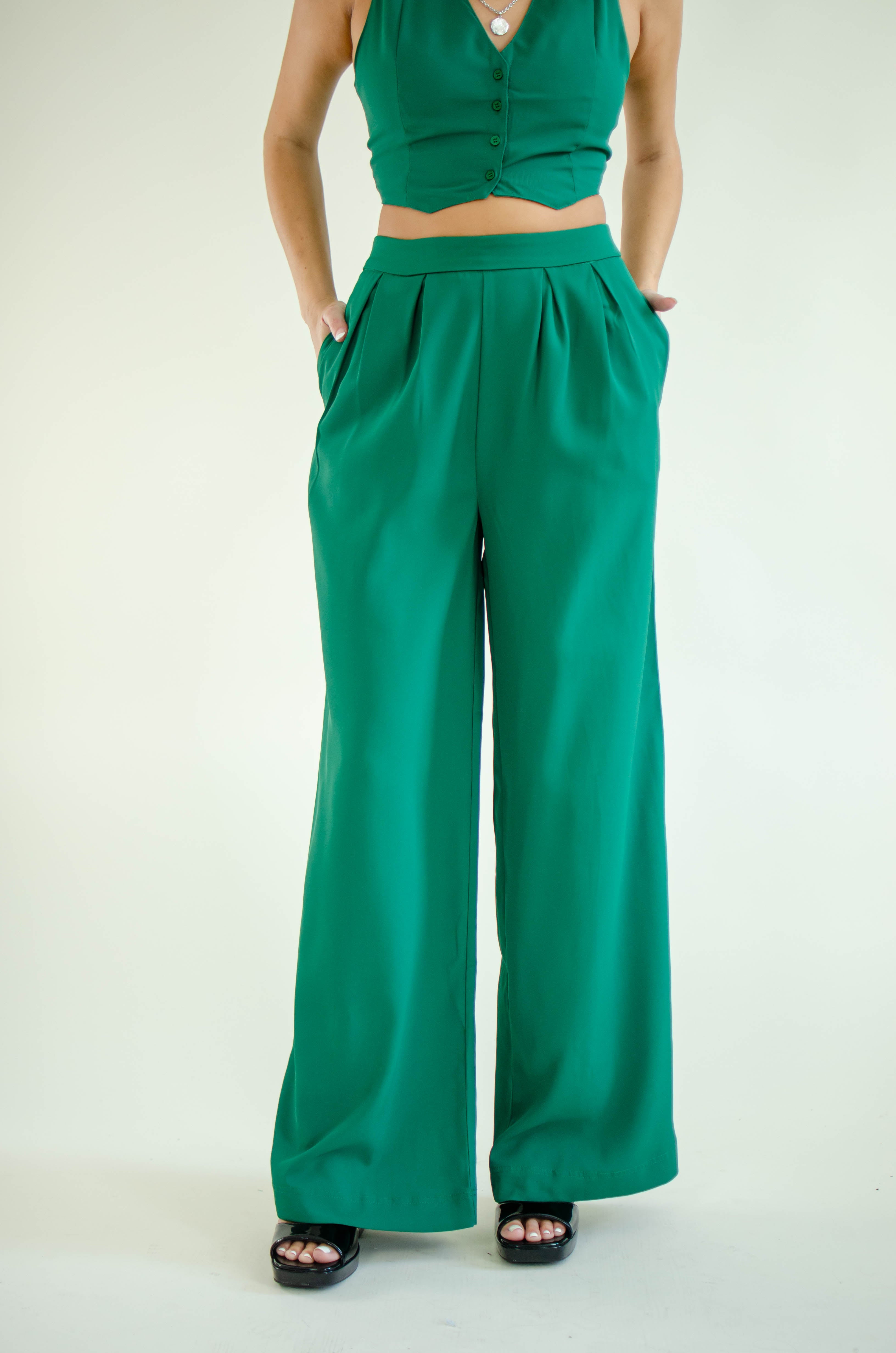 Christy High Waisted Pants Green – Shellsea