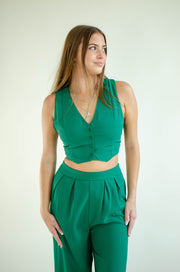 Christy Cropped Vest Green