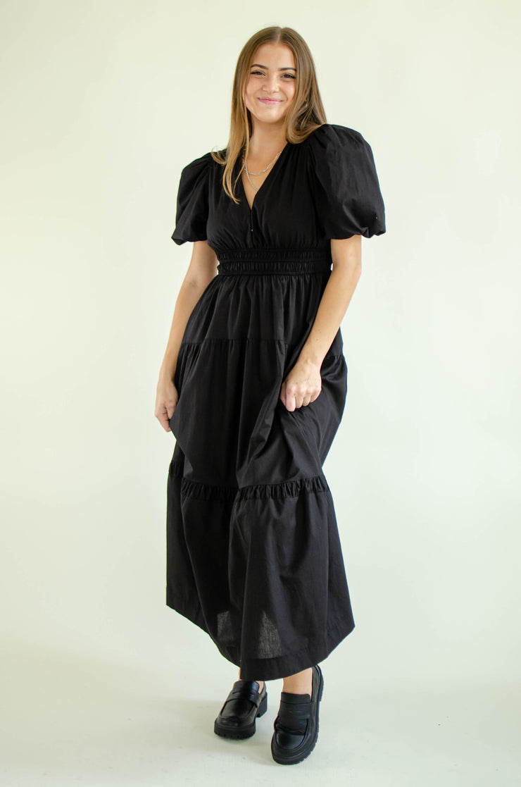 Esther Puff Sleeve Dress Black