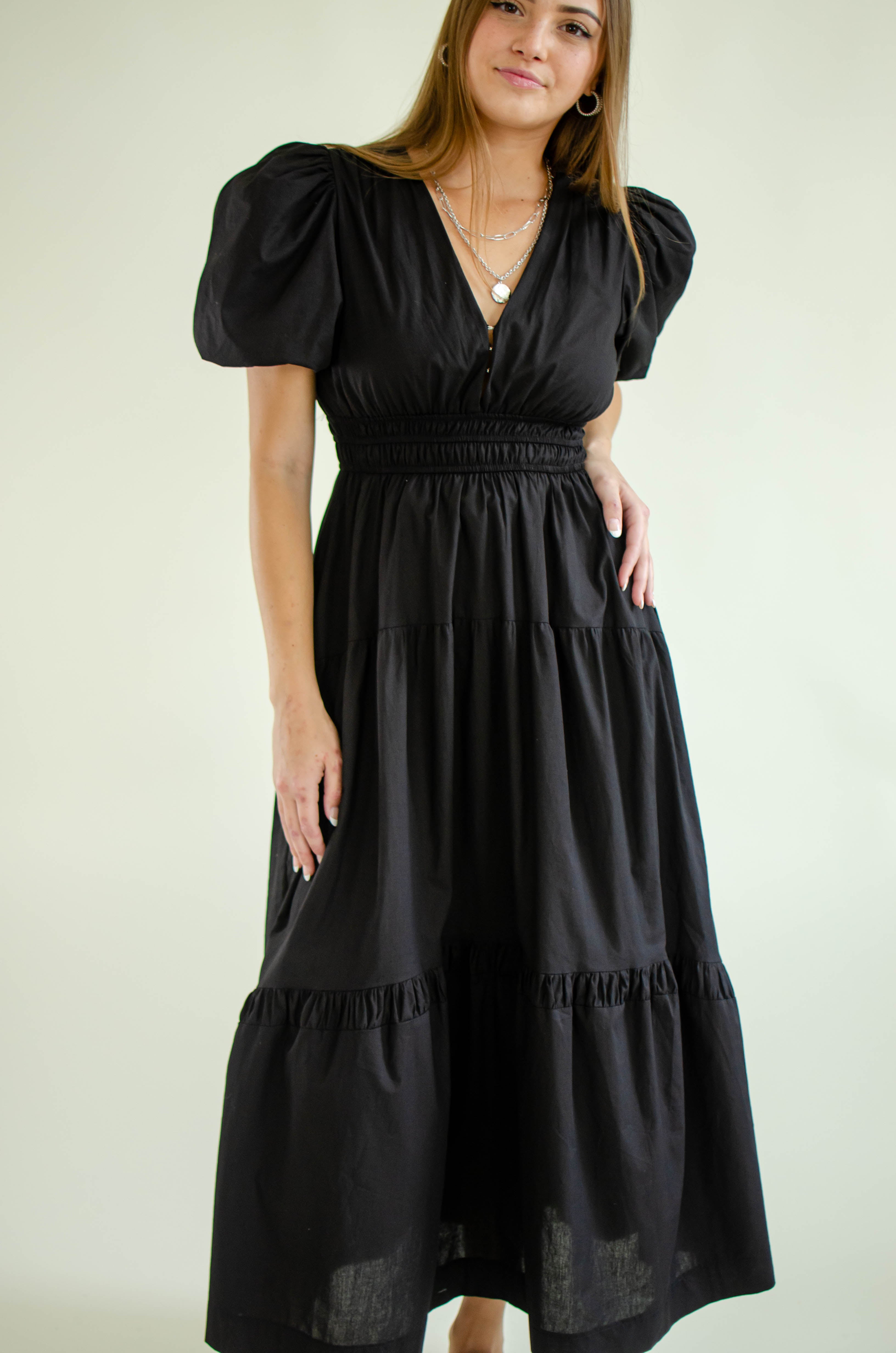 epa puff sleeve dress“BLK”ロングドレス