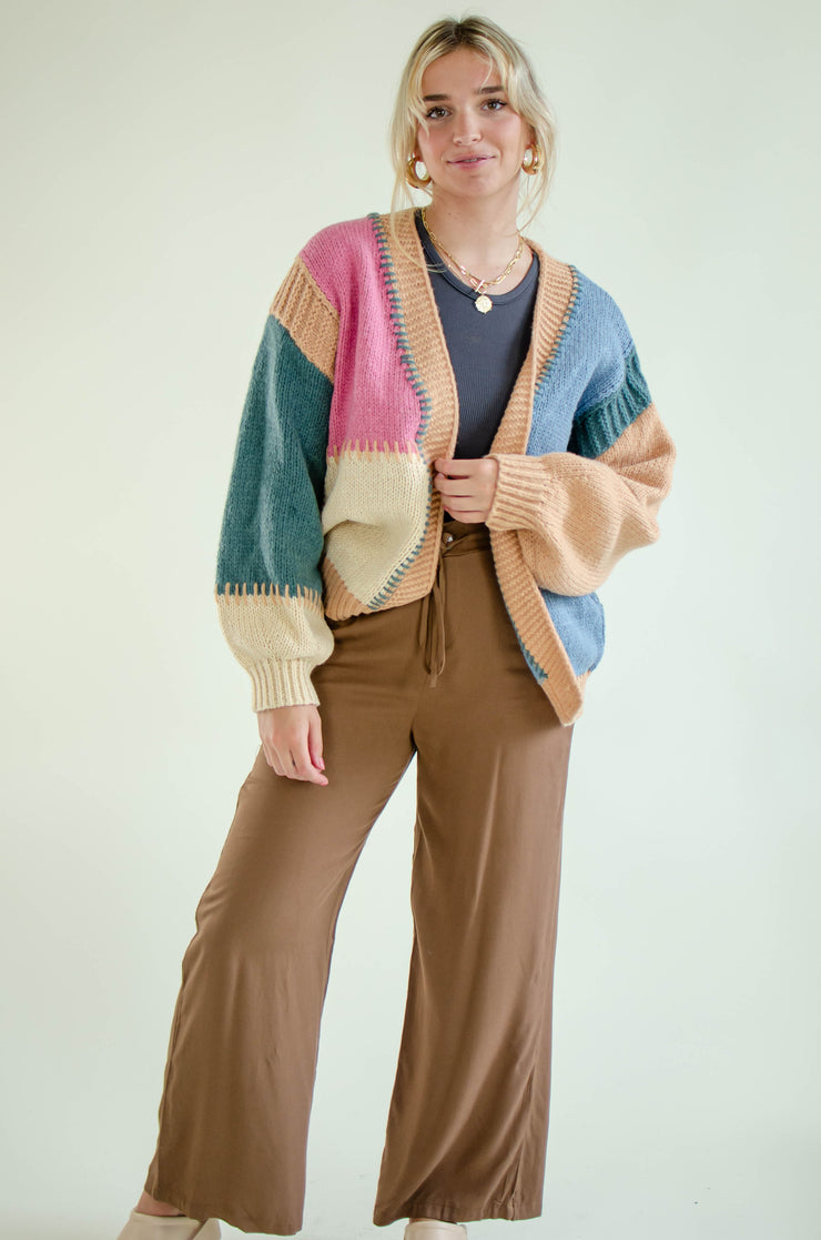Brit Drawstring Wide Leg Pants Brown