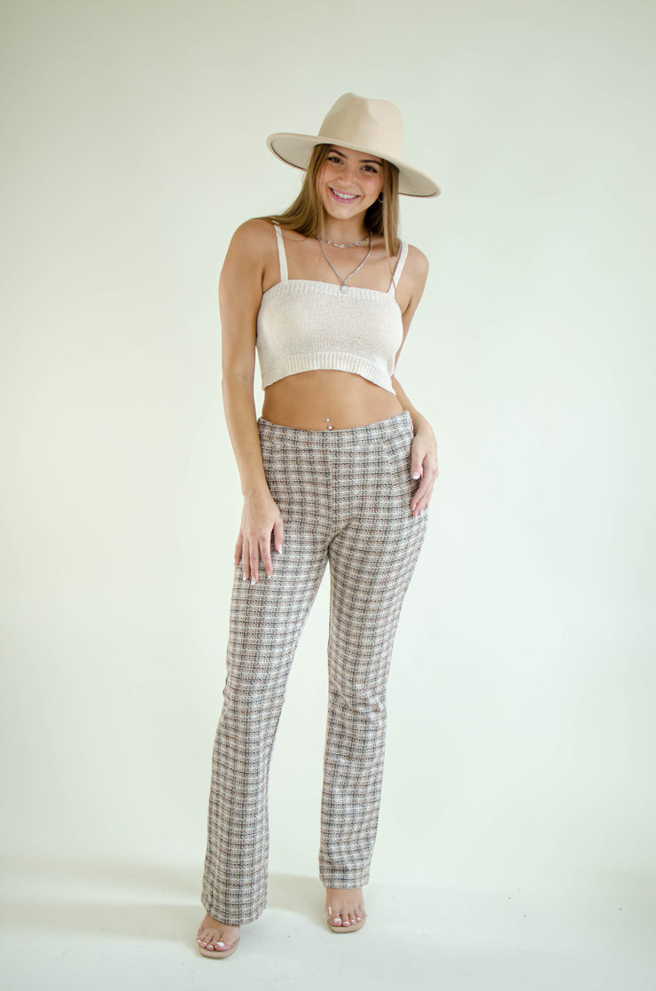 Lex Tweed Flare Pants Brown