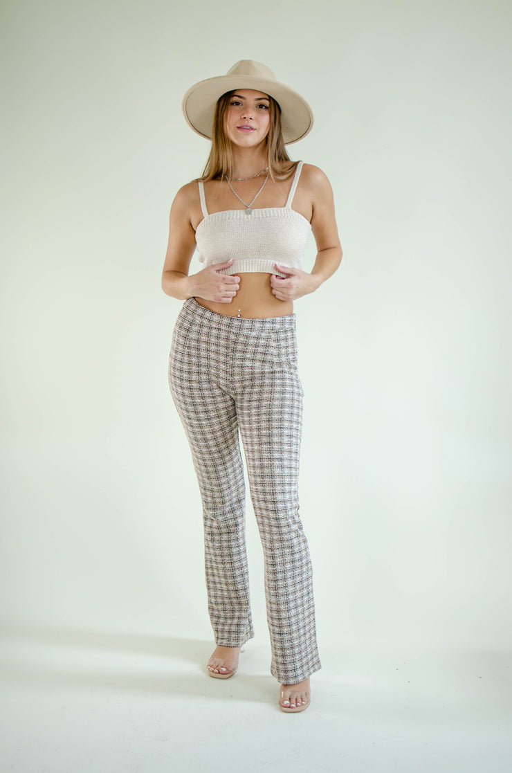 Lex Tweed Flare Pants Brown