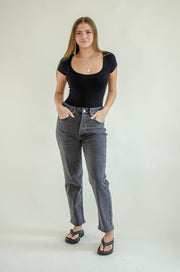 Allie Short Sleeve Bodysuit Black