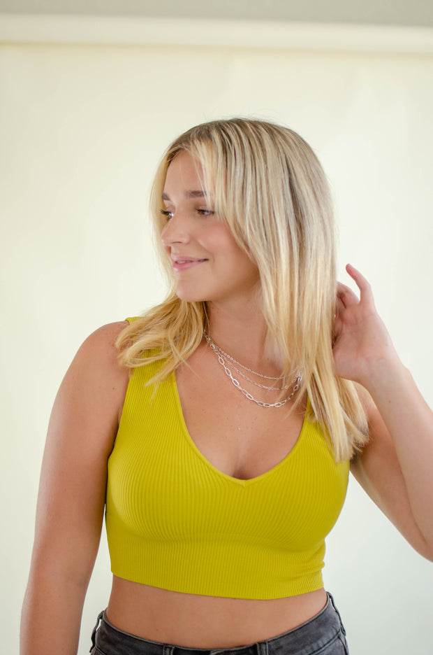 Carissa Ribbed Crop Top Citron