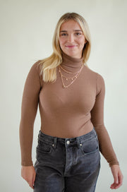 Catie Turtleneck Bodysuit Brown