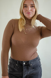 Catie Turtleneck Bodysuit Brown