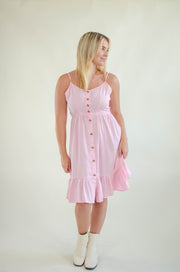 Chloe Midi Button Dress Pink