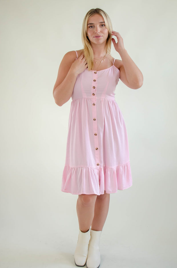 Chloe Midi Button Dress Pink