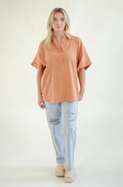 Nelly Oversized Button Top Sienna