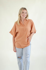 Nelly Oversized Button Top Sienna