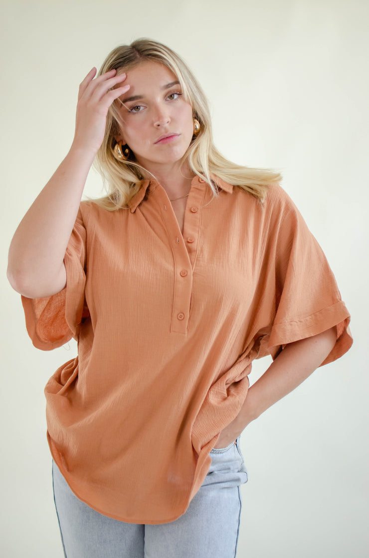 Nelly Oversized Button Top Sienna