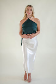 Rhea Satin Halter Tank Tunic Emerald
