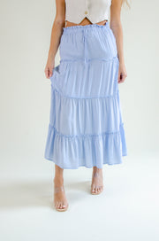 Jackie Tiered Maxi Skirt Blue