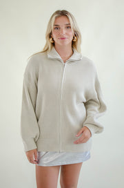 Jones Zip Front Sweater Cream