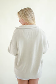 Jones Zip Front Sweater Cream