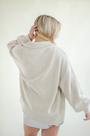 Jones Zip Front Sweater Cream