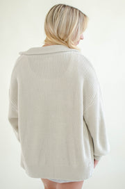 Jones Zip Front Sweater Cream