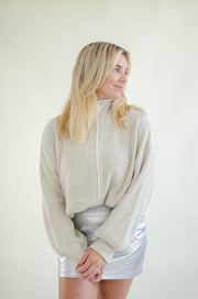 Jones Zip Front Sweater Cream