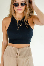 Trish Racerback Crop Tank Black
