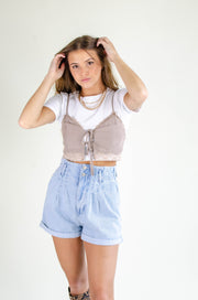 Bree Paperbag Shorts Light Wash
