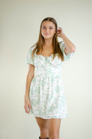 Violet Floral Mini Dress Green