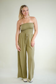 Hailee Strapless Jumpsuit Olive