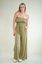 Hailee Strapless Jumpsuit Olive