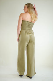 Hailee Strapless Jumpsuit Olive