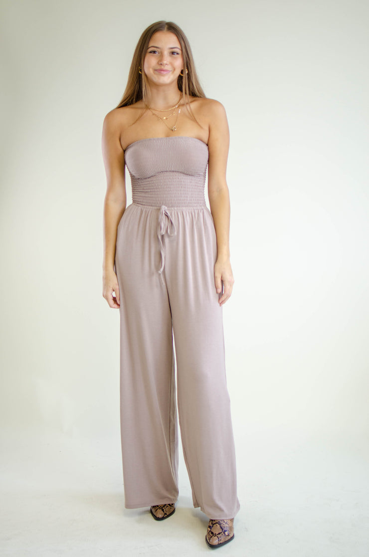 Hailee Strapless Jumpsuit Mocha