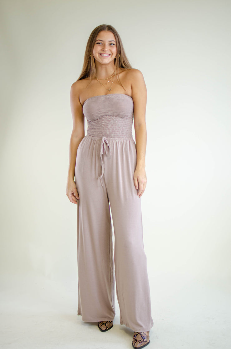 Hailee Strapless Jumpsuit Mocha