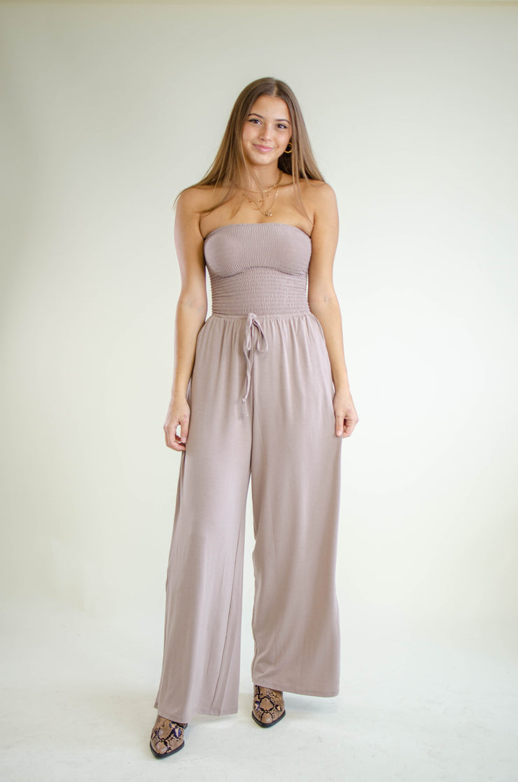 Hailee Strapless Jumpsuit Mocha